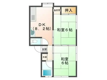 サンファミール萩荘(2DK/2階)の間取り写真