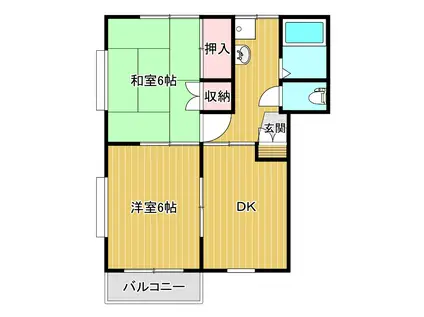 カーサM B棟(2DK/1階)の間取り写真