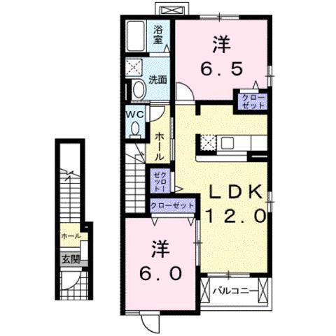 フローレンスIIA(2LDK/2階)の間取り写真