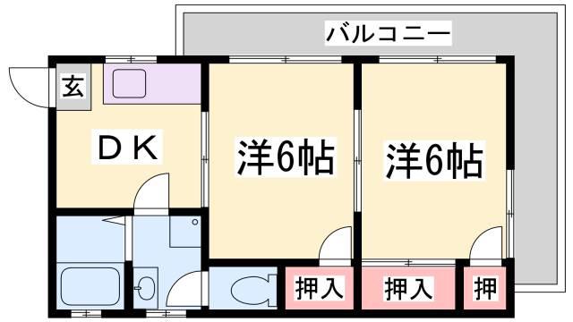 ハイツ朝(2DK/2階)の間取り写真