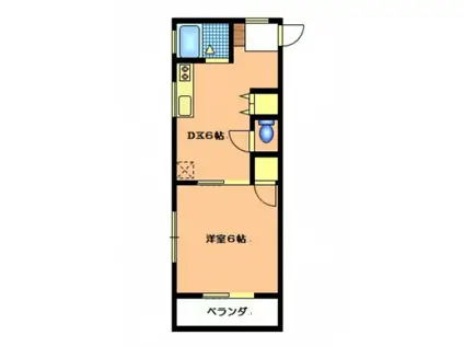 カルチェ島津(1K/2階)の間取り写真