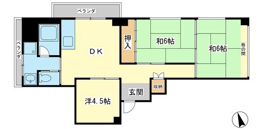石田ビル(3DK/4階)の間取り写真