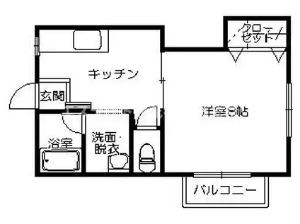 あい星が丘I(1K/2階)の間取り写真