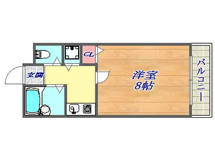 パインリッチⅠ(1K/3階)の間取り写真