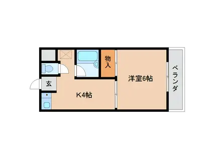 ライズ綾(1K/1階)の間取り写真