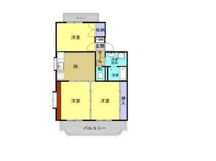 アルカザールB棟(3DK/2階)の間取り写真