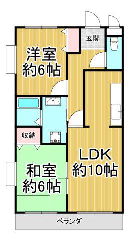 サニーコート伊丹(2LDK/3階)の間取り写真