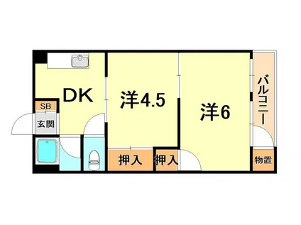 白菊マンション(2DK/3階)の間取り写真