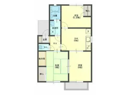 ブランドール21 A棟(3DK/2階)の間取り写真