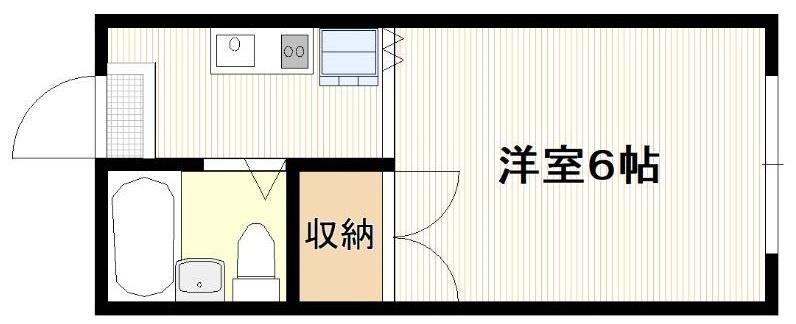 第1角戸ハイツ(ワンルーム/2階)の間取り写真