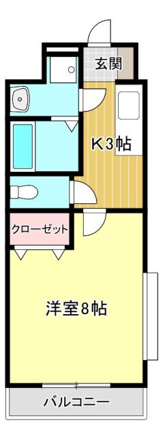 ハーヴェストII(1K/2階)の間取り写真