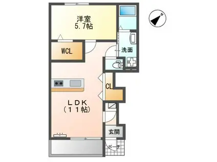 コリーヌ・ヴァンベール(1LDK/1階)の間取り写真
