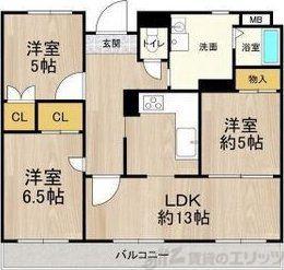 マンションフォルツーナ(3LDK/4階)の間取り写真