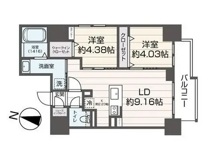 S-RESIDENCE大通公園(2LDK/8階)の間取り写真