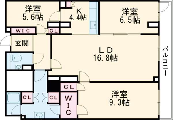 クラティオ御影山手一丁目(2SLDK/1階)の間取り写真