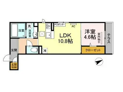 アネシス寺家 A棟(1LDK/1階)の間取り写真