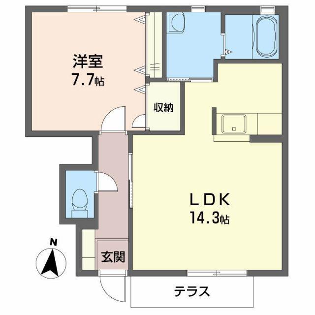 シャーメゾンBERRY A棟(1LDK/1階)の間取り写真
