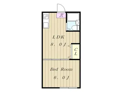 パレット南生田(1LDK/2階)の間取り写真