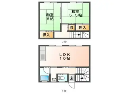 オーシャンビュー(2LDK/2階)の間取り写真