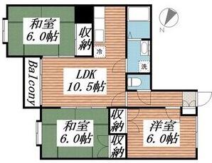 サンワロイヤル長江(3LDK/1階)の間取り写真