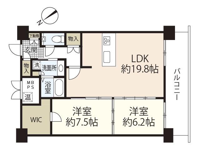 グランアークテラス(2LDK/8階)の間取り写真