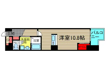 アイキューブ南船場(ワンルーム/13階)の間取り写真