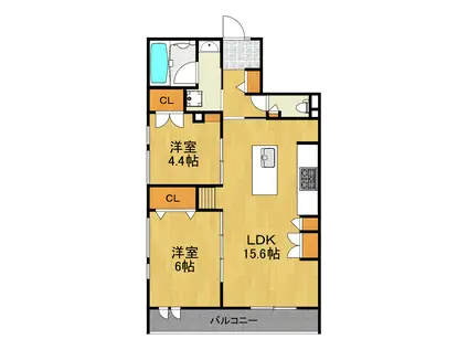 仲町台1丁目メゾン(2LDK/2階)の間取り写真