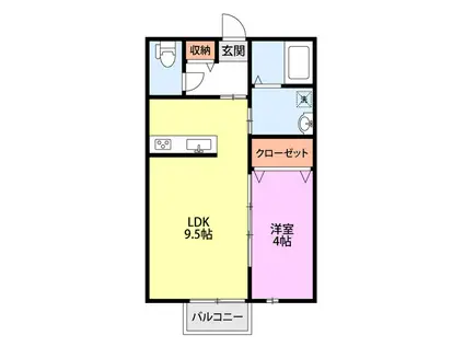ベルハウス(1LDK/2階)の間取り写真