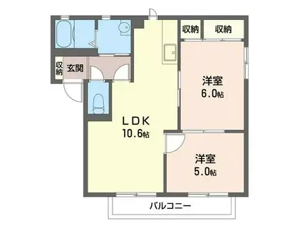 レッチワース・ハイツ C(2LDK/2階)の間取り写真