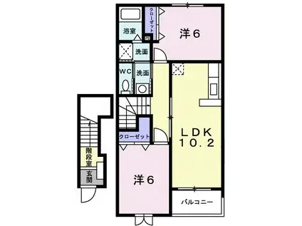 カーサ グランデB(2LDK/2階)の間取り写真