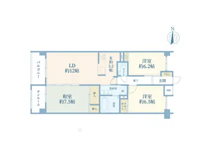 エクセルシオール文京南(3LDK/5階)の間取り写真