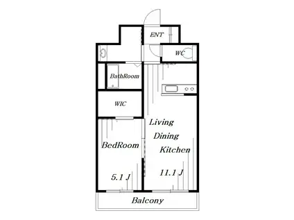 カーネル ベイス(1LDK/1階)の間取り写真