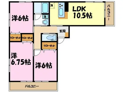 グレイス宮前(3LDK/3階)の間取り写真