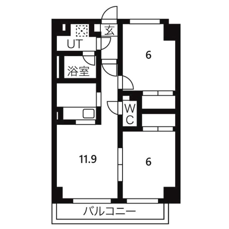 パークいなづみ(2LDK/2階)の間取り写真