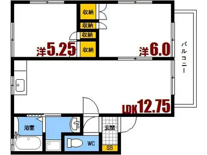 セトル・ヒロ(2LDK/1階)の間取り写真