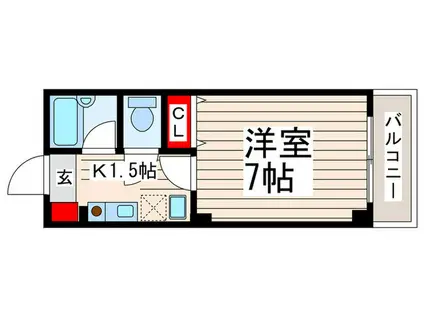 JR京葉線 葛西臨海公園駅 徒歩23分 3階建 築27年(1K/2階)の間取り写真