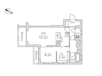 GRANDUO学芸大学2(1LDK/4階)の間取り写真
