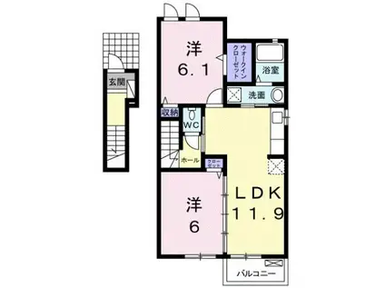 ボンヌ・シャンスI(2LDK/2階)の間取り写真