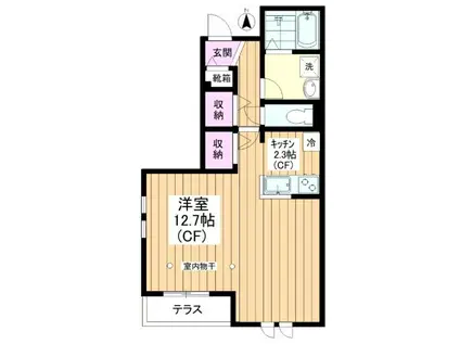 カーサアレイII(1K/1階)の間取り写真