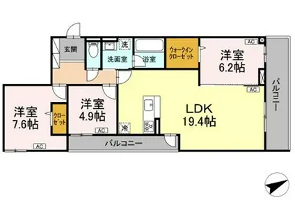 D-RESIDENCE稲城(3LDK/2階)の間取り写真