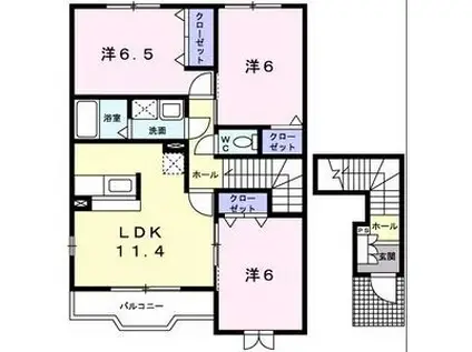 サンパティークC(3LDK/2階)の間取り写真