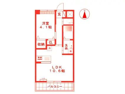 ツヴェルフ湘南(1LDK/2階)の間取り写真