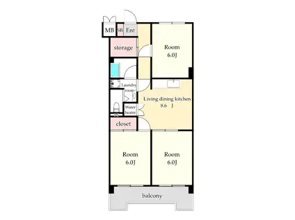 ニューいわきビル(3LDK/6階)の間取り写真