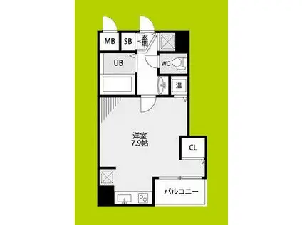 ラナップスクエア難波南(ワンルーム/9階)の間取り写真