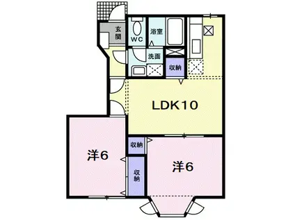 アンジェリーク(2LDK/1階)の間取り写真