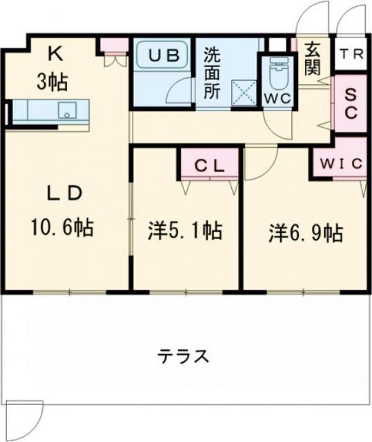 ジュノール千歳真々地(2LDK/1階)の間取り写真