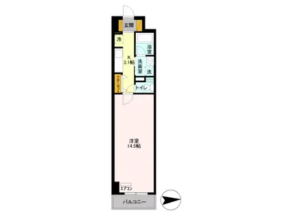 ロイヤルパークスシーサー(1K/8階)の間取り写真