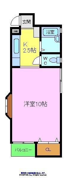 ハイツサンマルク(1K/2階)の間取り写真