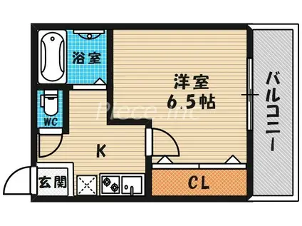 アワーズ長柄(1K/4階)の間取り写真