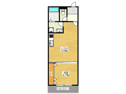 杉塚2丁目APB棟(1LDK/3階)の間取り写真